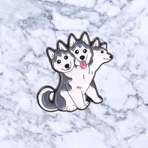 3 Headed Husky Enamel Pin